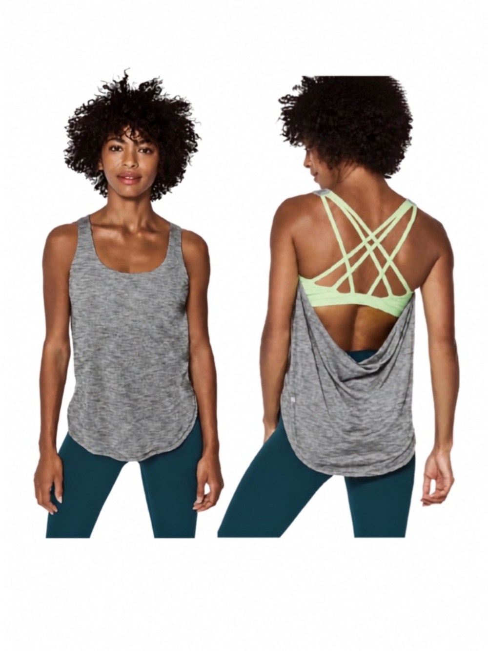 Lululemon Free To Be Serene Tank Top, (2 in 1), Heathered Slate/Clear Mint